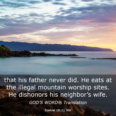Picture 03 - Ezekiel 18:11 GW - that his father never did. He eats at the illegal - Bible Verse Picture