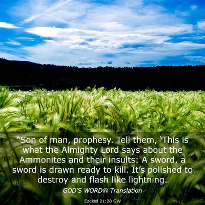 Picture 03 - Ezekiel 21:28 GW - “Son of man, prophesy. Tell them, ‘This is - Bible Verse Picture