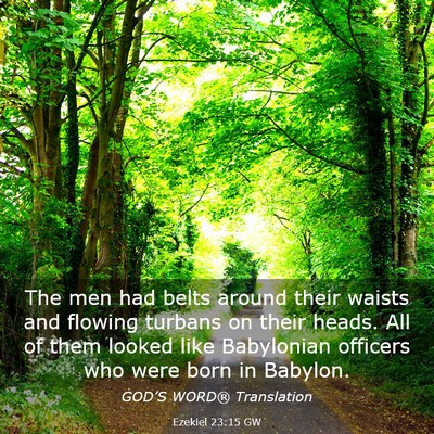 Picture 03 - Ezekiel 23:15 GW - The men had belts around their waists and flowing - Bible Verse Picture