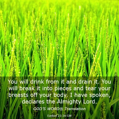 Picture 03 - Ezekiel 23:34 GW - You will drink from it and drain it. You will - Bible Verse Picture