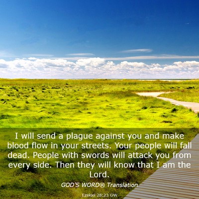 Picture 03 - Ezekiel 28:23 GW - I will send a plague against you and make blood - Bible Verse Picture