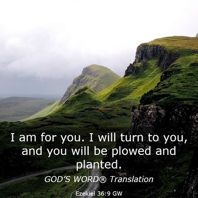 Picture 03 - Ezekiel 36:9 GW - I am for you. I will turn to you, and you will be - Bible Verse Picture