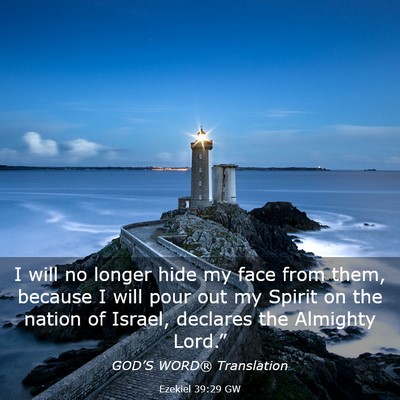 Picture 03 - Ezekiel 39:29 GW - I will no longer hide my face from them, because - Bible Verse Picture