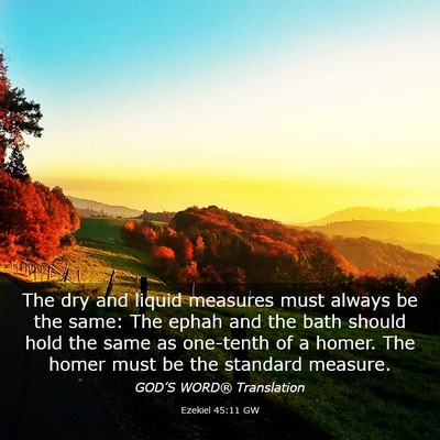 Picture 03 - Ezekiel 45:11 GW - The dry and liquid measures must always be the - Bible Verse Picture