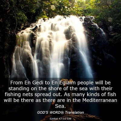Picture 03 - Ezekiel 47:10 GW - From En Gedi to En Eglaim people will be standing - Bible Verse Picture
