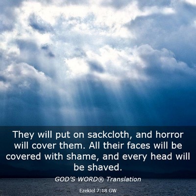 Picture 03 - Ezekiel 7:18 GW - They will put on sackcloth, and horror will cover - Bible Verse Picture