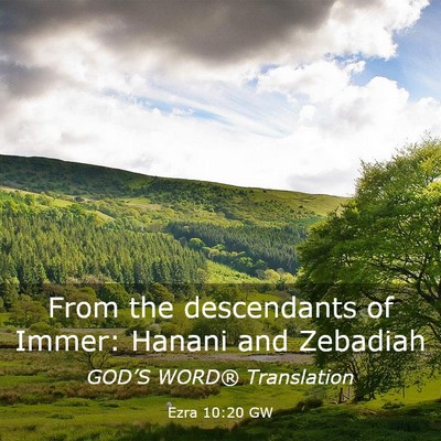 Picture 03 - Ezra 10:20 GW - From the descendants of Immer: Hanani and - Bible Verse Picture