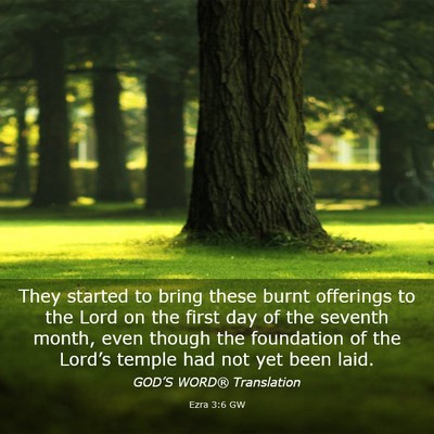 Picture 03 - Ezra 3:6 GW - They started to bring these burnt offerings to - Bible Verse Picture