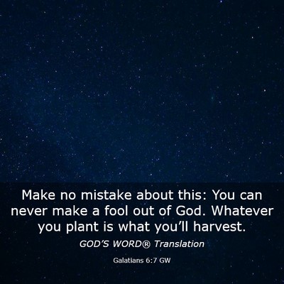 Picture 03 - Galatians 6:7 GW - Make no mistake about this: You can never make a - Bible Verse Picture