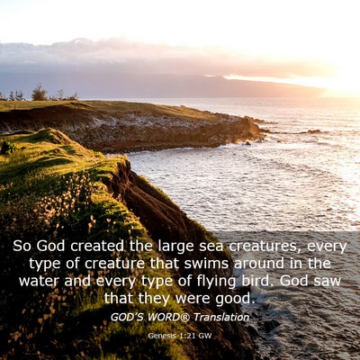 Picture 03 - Genesis 1:21 GW - So God created the large sea creatures, every - Bible Verse Picture