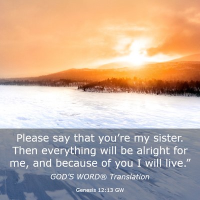 Picture 03 - Genesis 12:13 GW - Please say that you’re my sister. Then - Bible Verse Picture