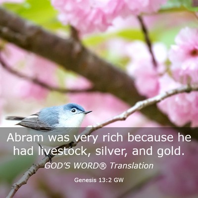 Picture 03 - Genesis 13:2 GW - Abram was very rich because he had livestock, - Bible Verse Picture