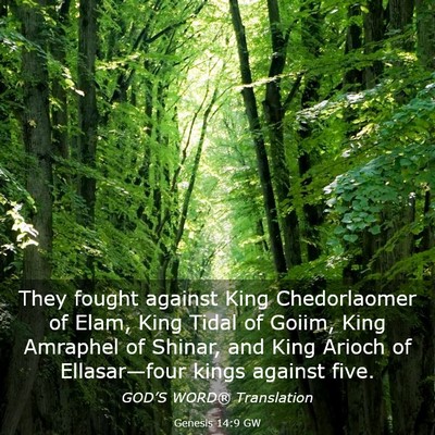Picture 03 - Genesis 14:9 GW - They fought against King Chedorlaomer of Elam, - Bible Verse Picture