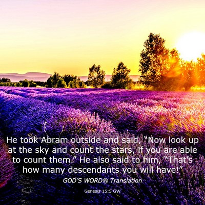 Picture 03 - Genesis 15:5 GW - He took Abram outside and said, “Now look up at - Bible Verse Picture