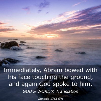 Picture 03 - Genesis 17:3 GW - Immediately, Abram bowed with his face touching - Bible Verse Picture