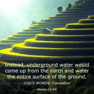 Picture 03 - Genesis 2:6 GW - Instead, underground water would come up from the - Bible Verse Picture