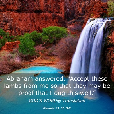 Picture 03 - Genesis 21:30 GW - Abraham answered, “Accept these lambs from me - Bible Verse Picture