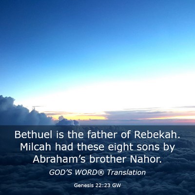 Picture 03 - Genesis 22:23 GW - Bethuel is the father of Rebekah. Milcah had - Bible Verse Picture