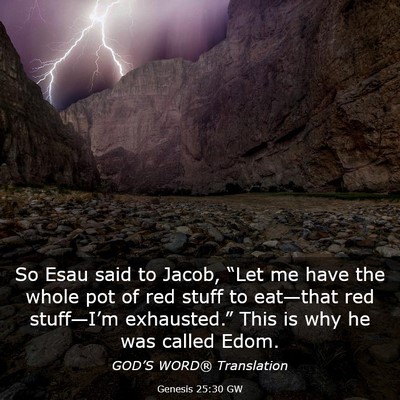Picture 03 - Genesis 25:30 GW - So Esau said to Jacob, “Let me have the whole - Bible Verse Picture