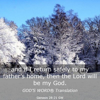 Picture 03 - Genesis 28:21 GW - and if I return safely to my father’s home, - Bible Verse Picture