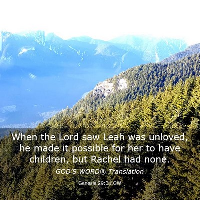 Picture 03 - Genesis 29:31 GW - When the Lord saw Leah was unloved, he made it - Bible Verse Picture