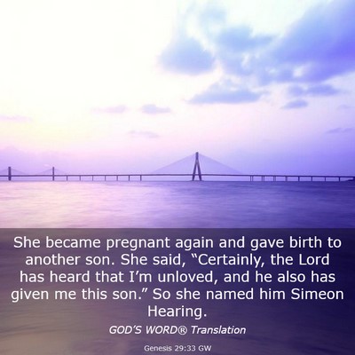 Picture 03 - Genesis 29:33 GW - She became pregnant again and gave birth to - Bible Verse Picture