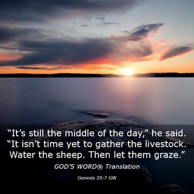 Picture 03 - Genesis 29:7 GW - “It’s still the middle of the day,” he - Bible Verse Picture