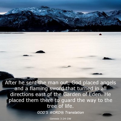 Picture 03 - Genesis 3:24 GW - After he sent the man out, God placed angels and - Bible Verse Picture