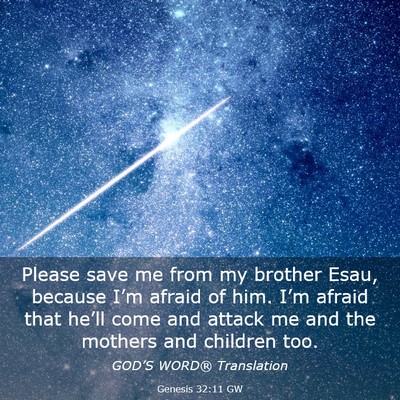 Picture 03 - Genesis 32:11 GW - Please save me from my brother Esau, because - Bible Verse Picture