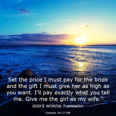 Picture 03 - Genesis 34:12 GW - Set the price I must pay for the bride and the - Bible Verse Picture