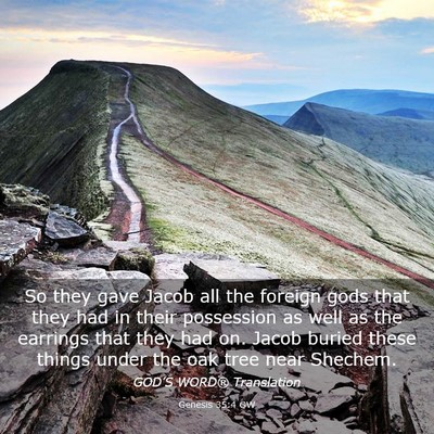 Picture 03 - Genesis 35:4 GW - So they gave Jacob all the foreign gods that they - Bible Verse Picture