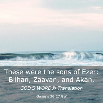 Picture 03 - Genesis 36:27 GW - These were the sons of Ezer: Bilhan, Zaavan, and - Bible Verse Picture