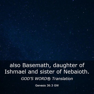 Picture 03 - Genesis 36:3 GW - also Basemath, daughter of Ishmael and sister of - Bible Verse Picture