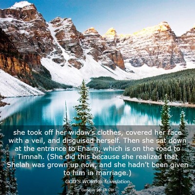Picture 03 - Genesis 38:14 GW - she took off her widow’s clothes, covered her - Bible Verse Picture