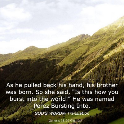 Picture 03 - Genesis 38:29 GW - As he pulled back his hand, his brother was born. - Bible Verse Picture