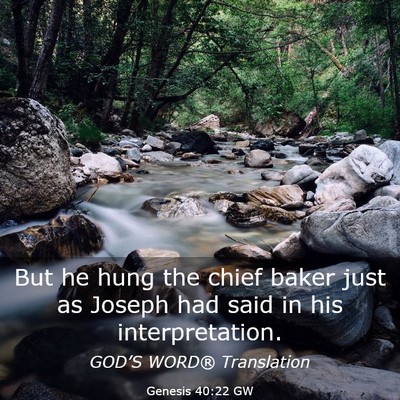 Picture 03 - Genesis 40:22 GW - But he hung the chief baker just as Joseph had - Bible Verse Picture