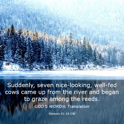 Picture 03 - Genesis 41:18 GW - Suddenly, seven nice-looking, well-fed cows came - Bible Verse Picture