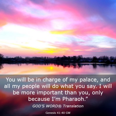 Picture 03 - Genesis 41:40 GW - You will be in charge of my palace, and all my - Bible Verse Picture