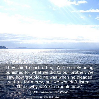 Picture 03 - Genesis 42:21 GW - They said to each other, “We’re surely being - Bible Verse Picture