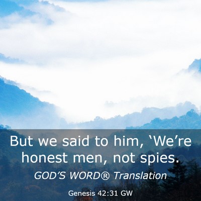 Picture 03 - Genesis 42:31 GW - But we said to him, ‘We’re honest men, not - Bible Verse Picture