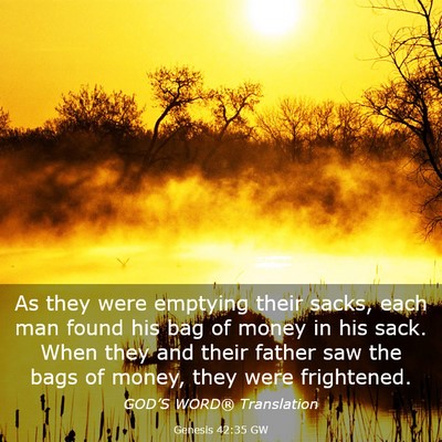 Picture 03 - Genesis 42:35 GW - As they were emptying their sacks, each man found - Bible Verse Picture