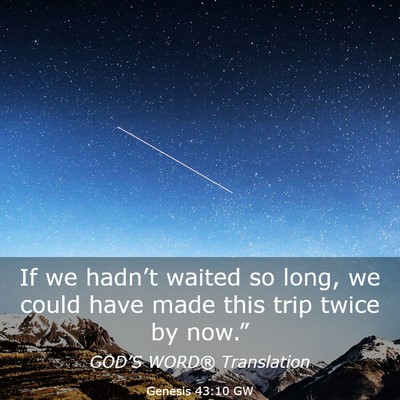 Picture 03 - Genesis 43:10 GW - If we hadn’t waited so long, we could have made - Bible Verse Picture