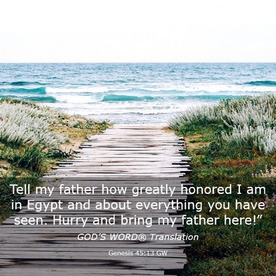 Picture 03 - Genesis 45:13 GW - Tell my father how greatly honored I am in Egypt - Bible Verse Picture