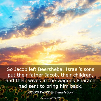 Picture 03 - Genesis 46:5 GW - So Jacob left Beersheba. Israel’s sons put - Bible Verse Picture