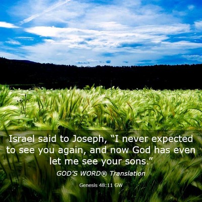 Picture 03 - Genesis 48:11 GW - Israel said to Joseph, “I never expected to see - Bible Verse Picture