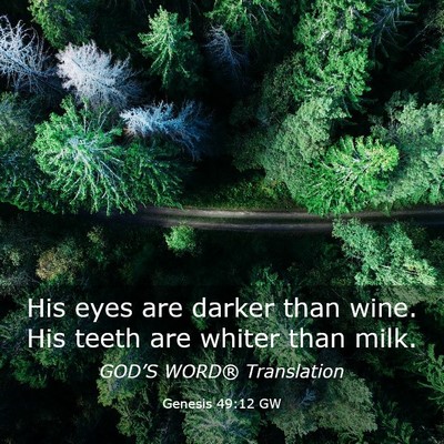Picture 03 - Genesis 49:12 GW - His eyes are darker than wine. His teeth are - Bible Verse Picture