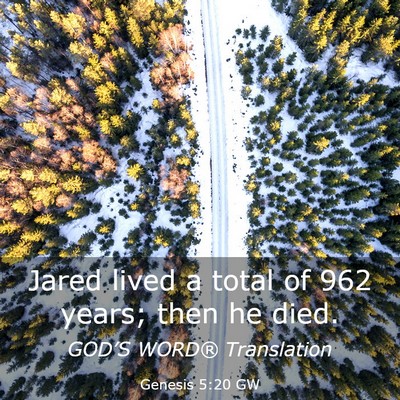 Picture 03 - Genesis 5:20 GW - Jared lived a total of 962 years; then he - Bible Verse Picture