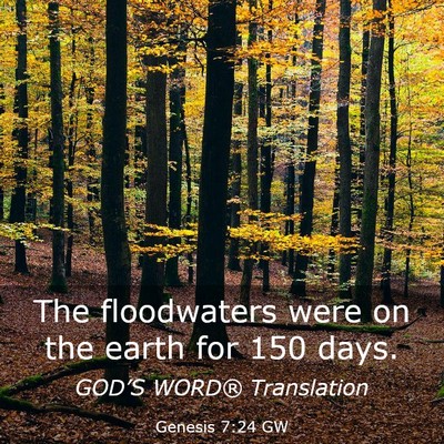 Picture 03 - Genesis 7:24 GW - The floodwaters were on the earth for 150 - Bible Verse Picture