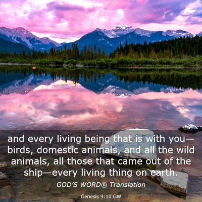 Picture 03 - Genesis 9:10 GW - and every living being that is with you—birds, - Bible Verse Picture