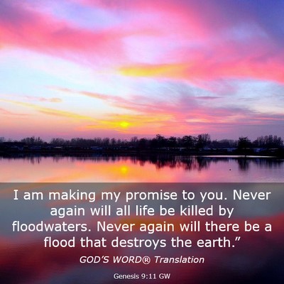 Picture 03 - Genesis 9:11 GW - I am making my promise to you. Never again will - Bible Verse Picture